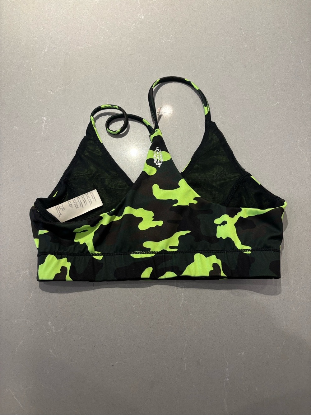 FP Movement by Free People Neon Green & Black Camo Sports Bra - Picture 3 of 4